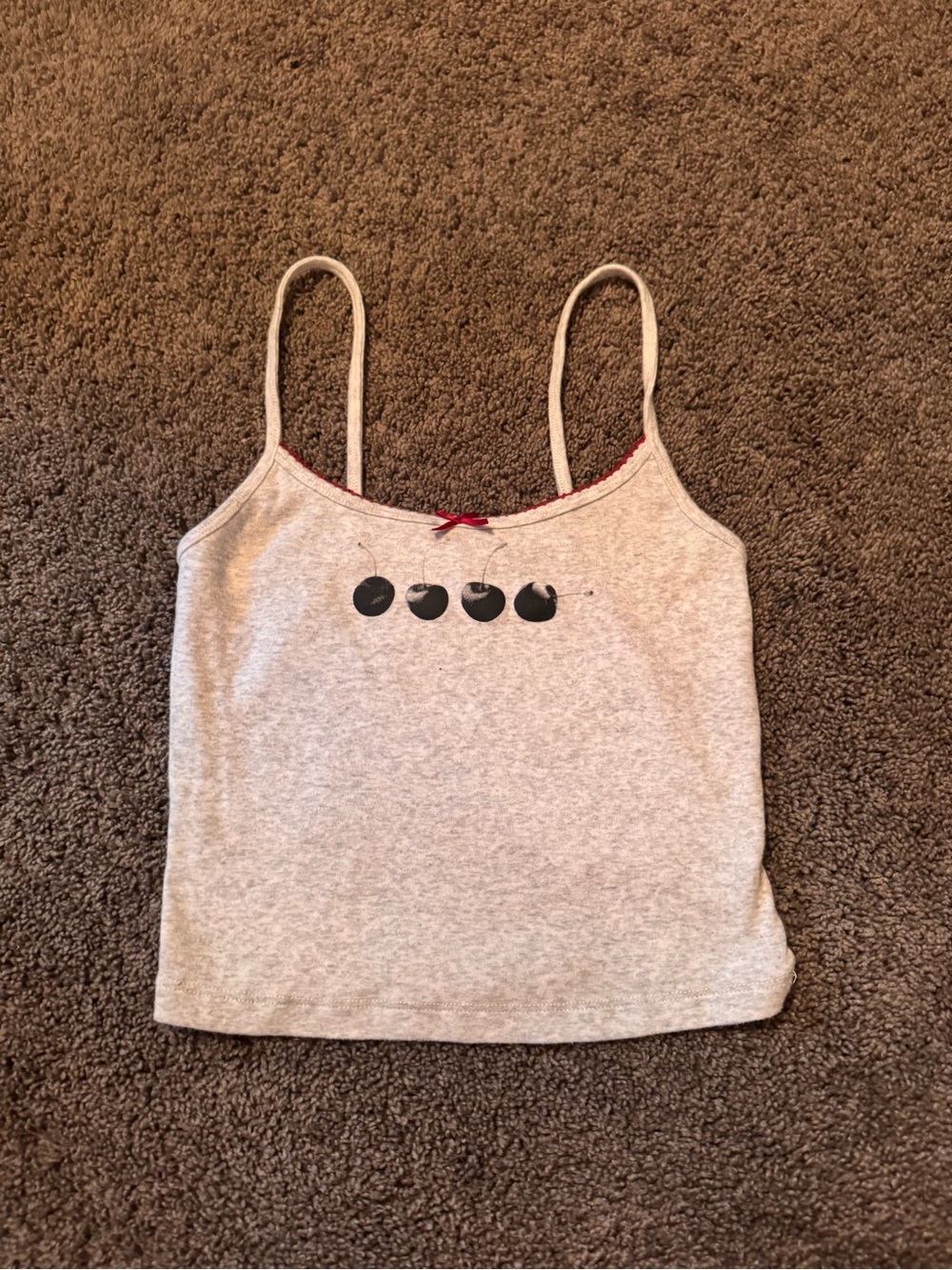 Garage Light Gray Cami with Black Cherry Graphic and Red Trim